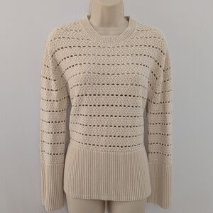 GAP Fisherman Women's XS 100% Cotton Oversized Open-Knit Crewneck Sweater